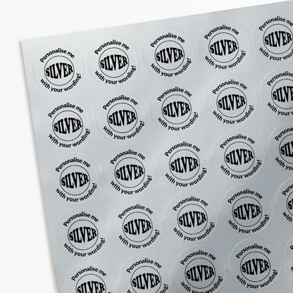 Personalised Metallic Silver Stickers - 25mm