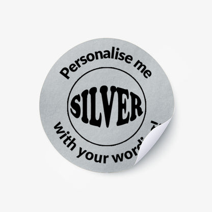 Personalised Metallic Silver Stickers - 25mm