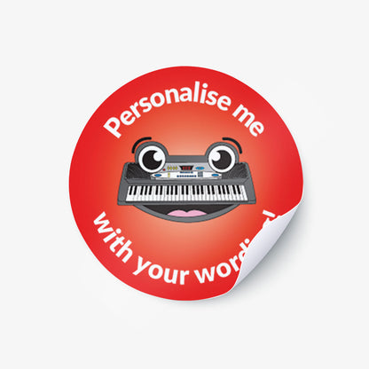 70 Personalised Music Keyboard Stickers - 25mm
