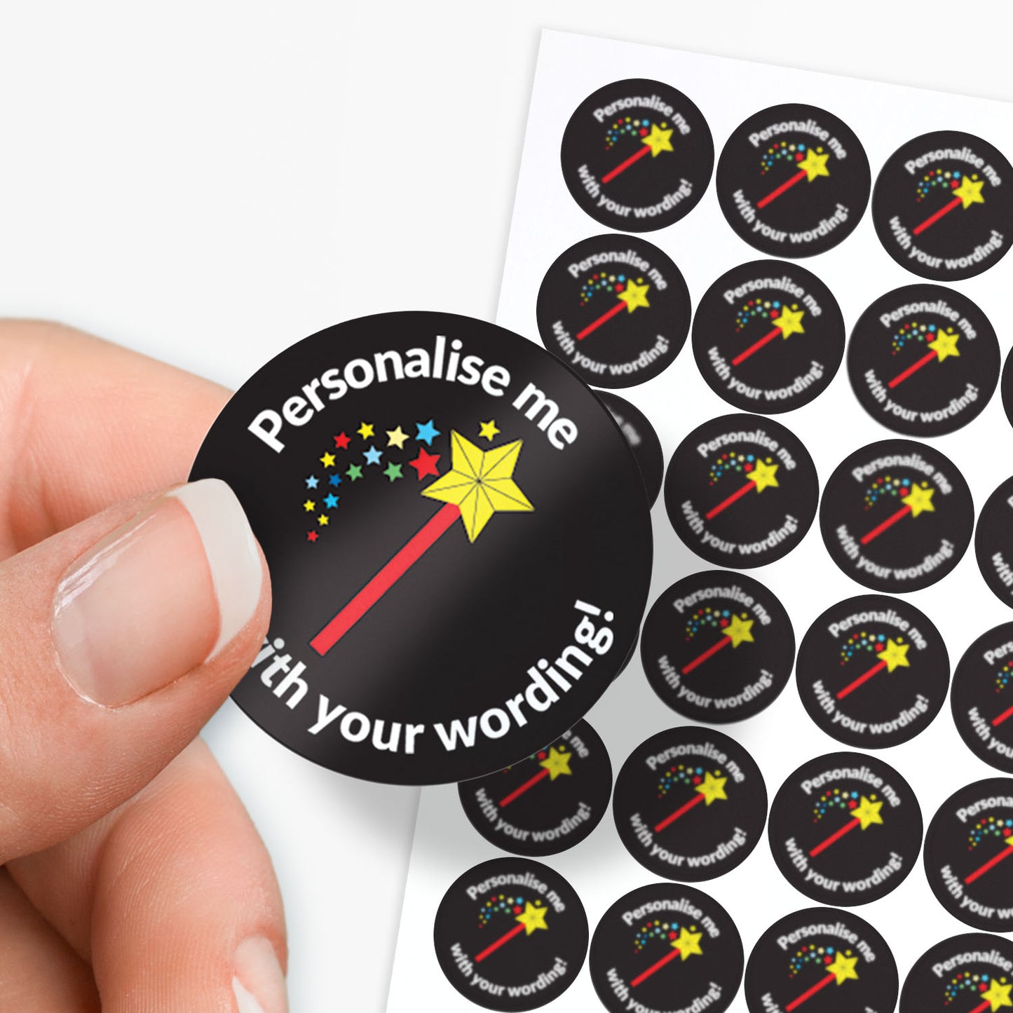 70 Personalised Wand Stickers - 25mm