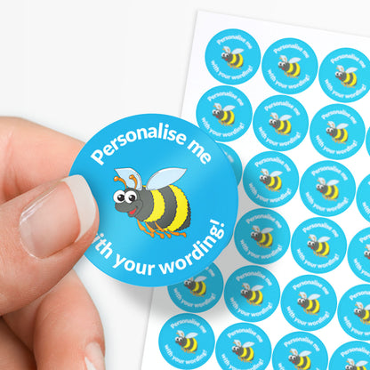 70 Personalised Bee Stickers - 25mm