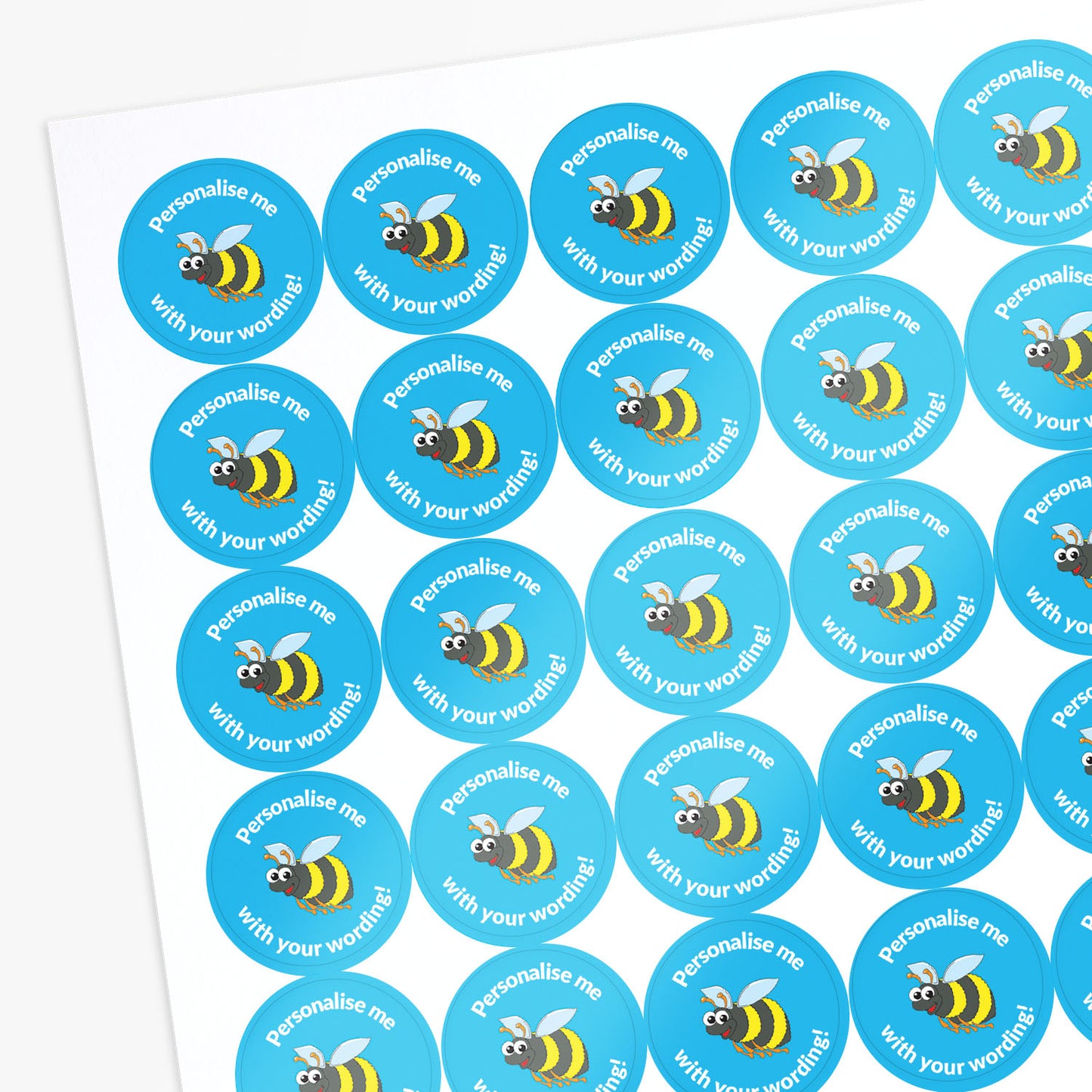 70 Personalised Bee Stickers - 25mm