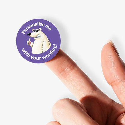 70 Personalised Polar Bear Stickers - 25mm