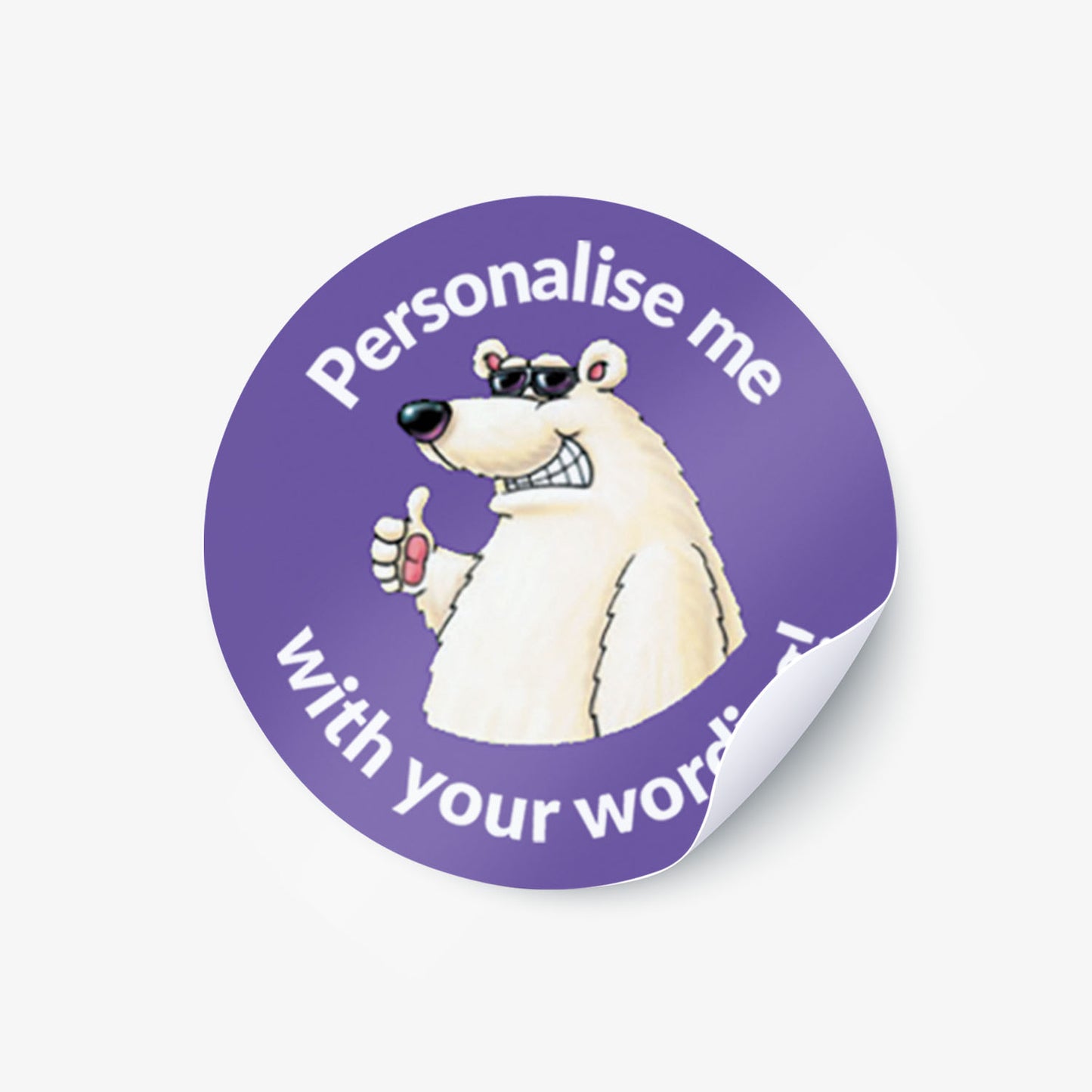 70 Personalised Polar Bear Stickers - 25mm