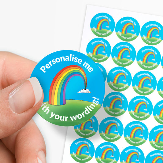 70 Personalised Rainbow Stickers - 25mm