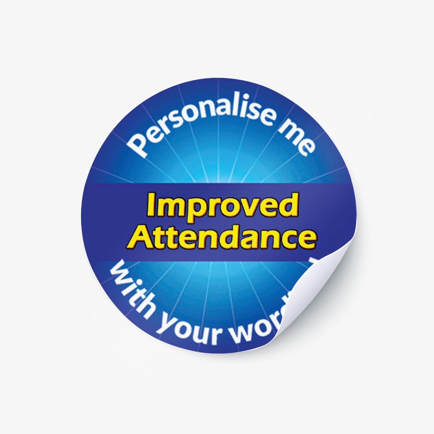 70 Personalised Improved Attendance Stickers - 25mm
