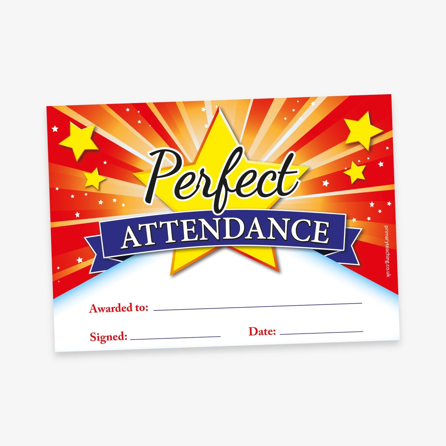 20 Perfect Attendance Certificates - A5