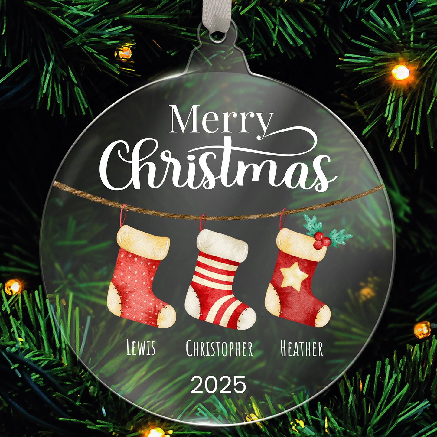 Personalised Christmas Stockings Bauble - 80mm