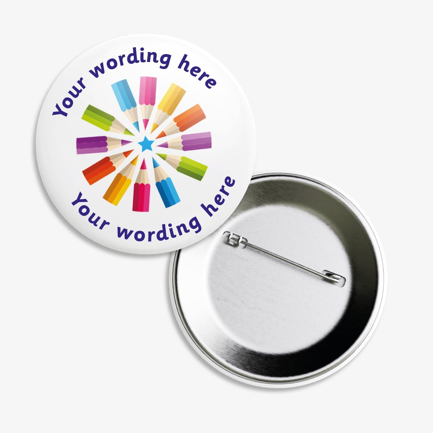 10 Personalised Pencils Badges - 38mm