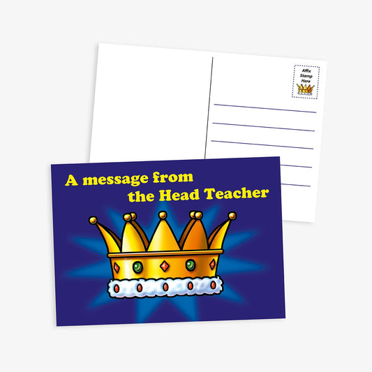 20 Head Teacher's Award Crown Postcards - A6