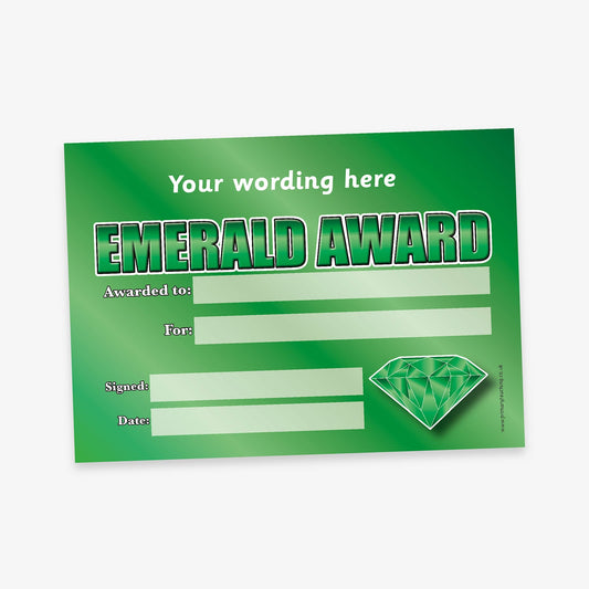Personalised Emerald Award Certificate - A5