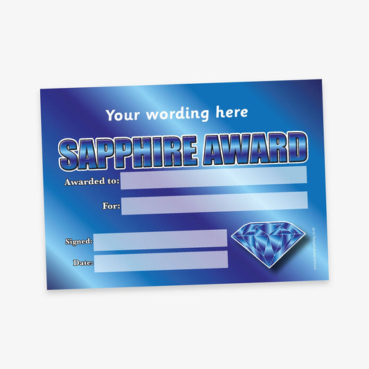 Personalised Sapphire Award Certificate - A5