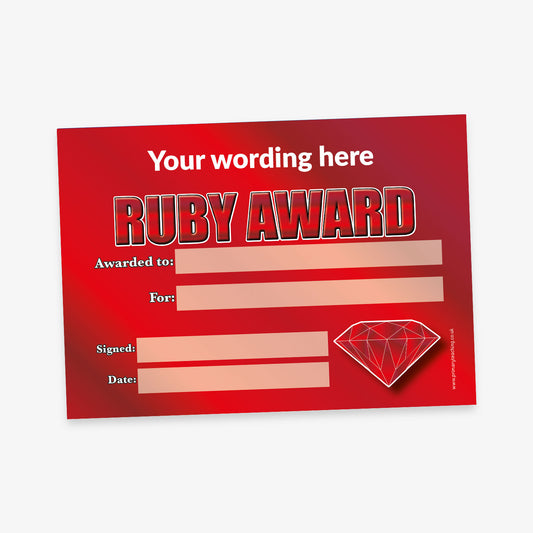 Personalised Ruby Award Certificate - A5