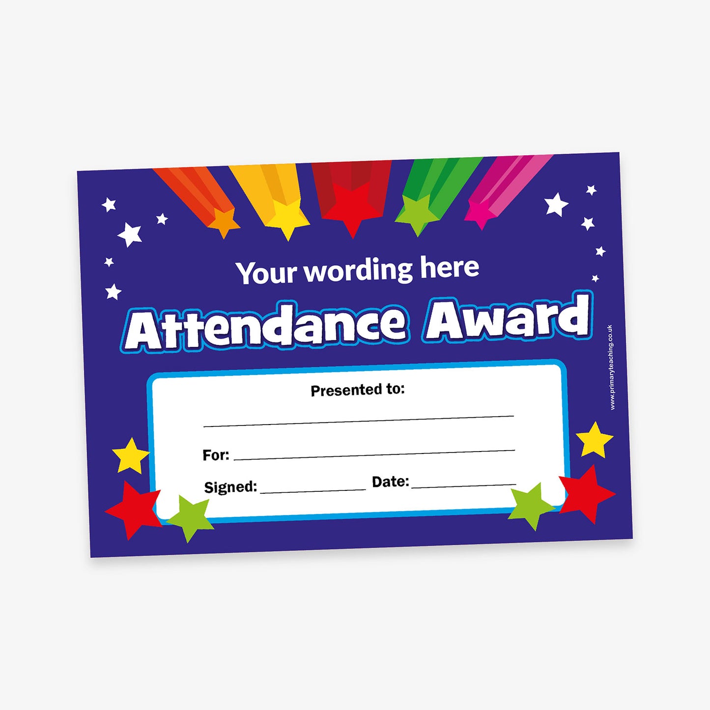 Personalised Attendance Award Certificate - A5