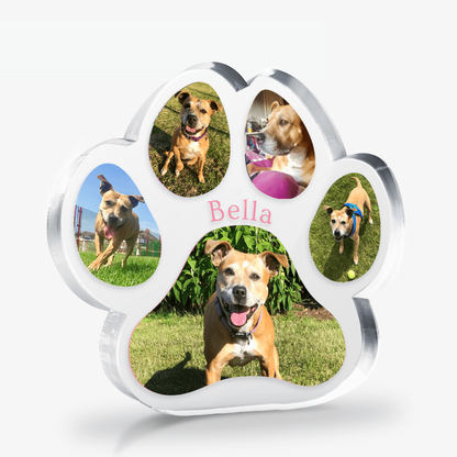 Personalised Multi Photo Upload Freestanding Paw Block - 100mm