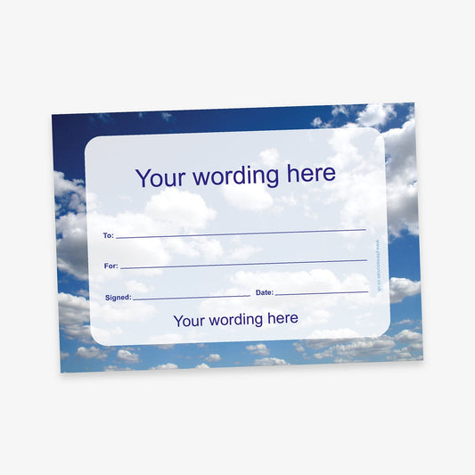 Personalised Clouds Blank Certificate - A5