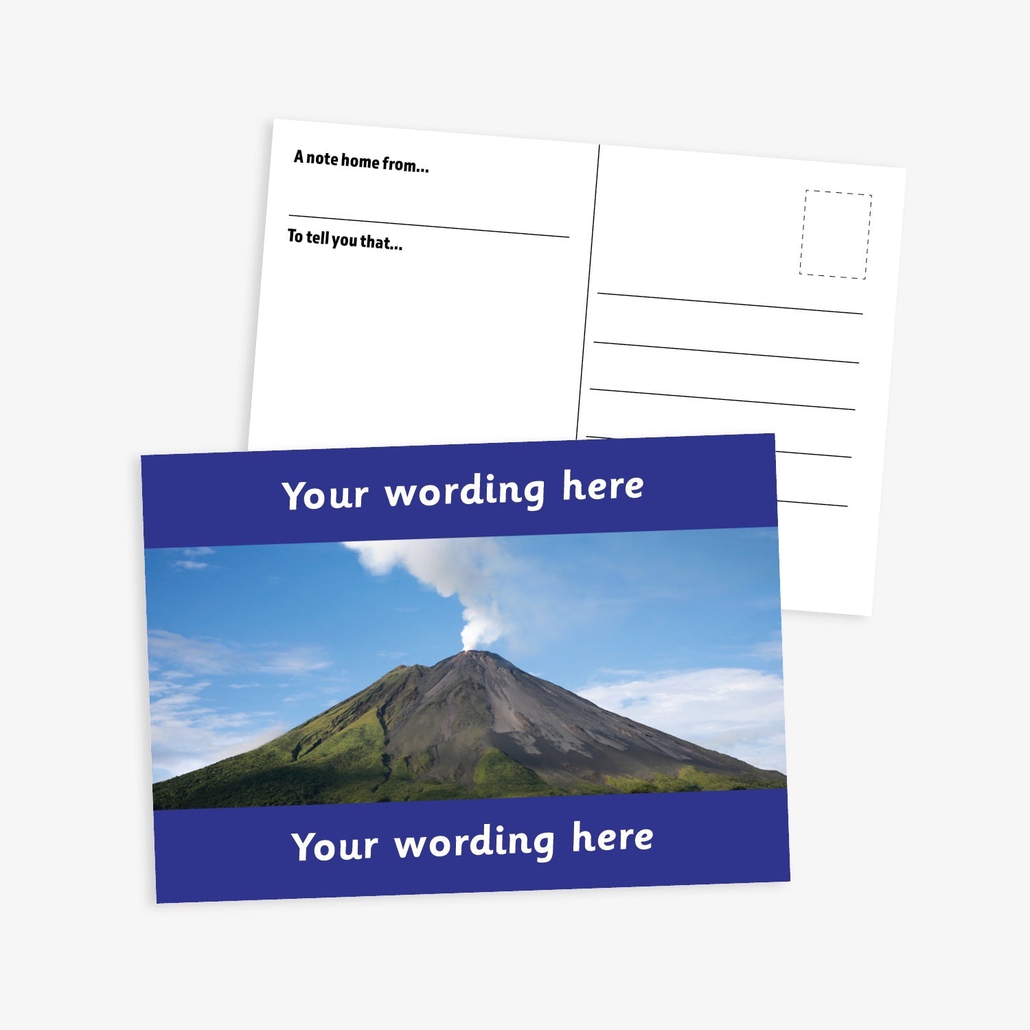 Personalised Volcano Postcard | A6 | Pupil Reward | Blue