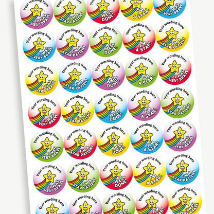 35 Personalised Healthcare Rainbow Star Stickers - 37mm