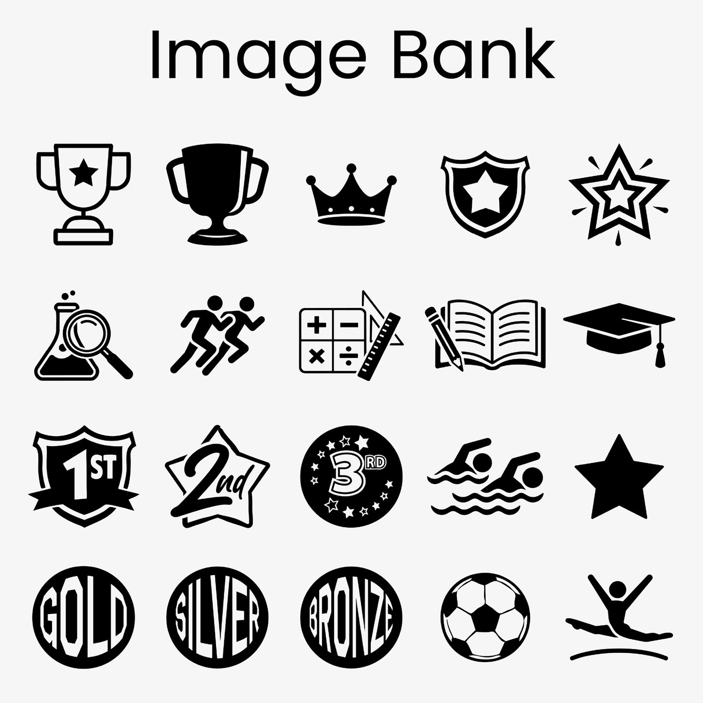 Medal image bank with icons