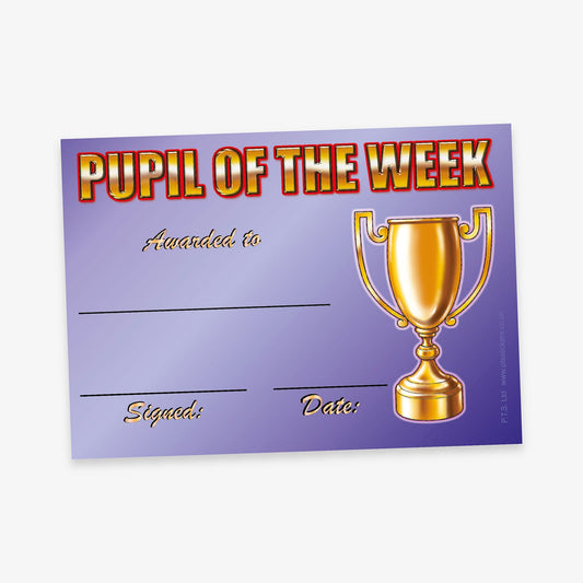 20 Pupil of the Week Trophy Certificates - A5