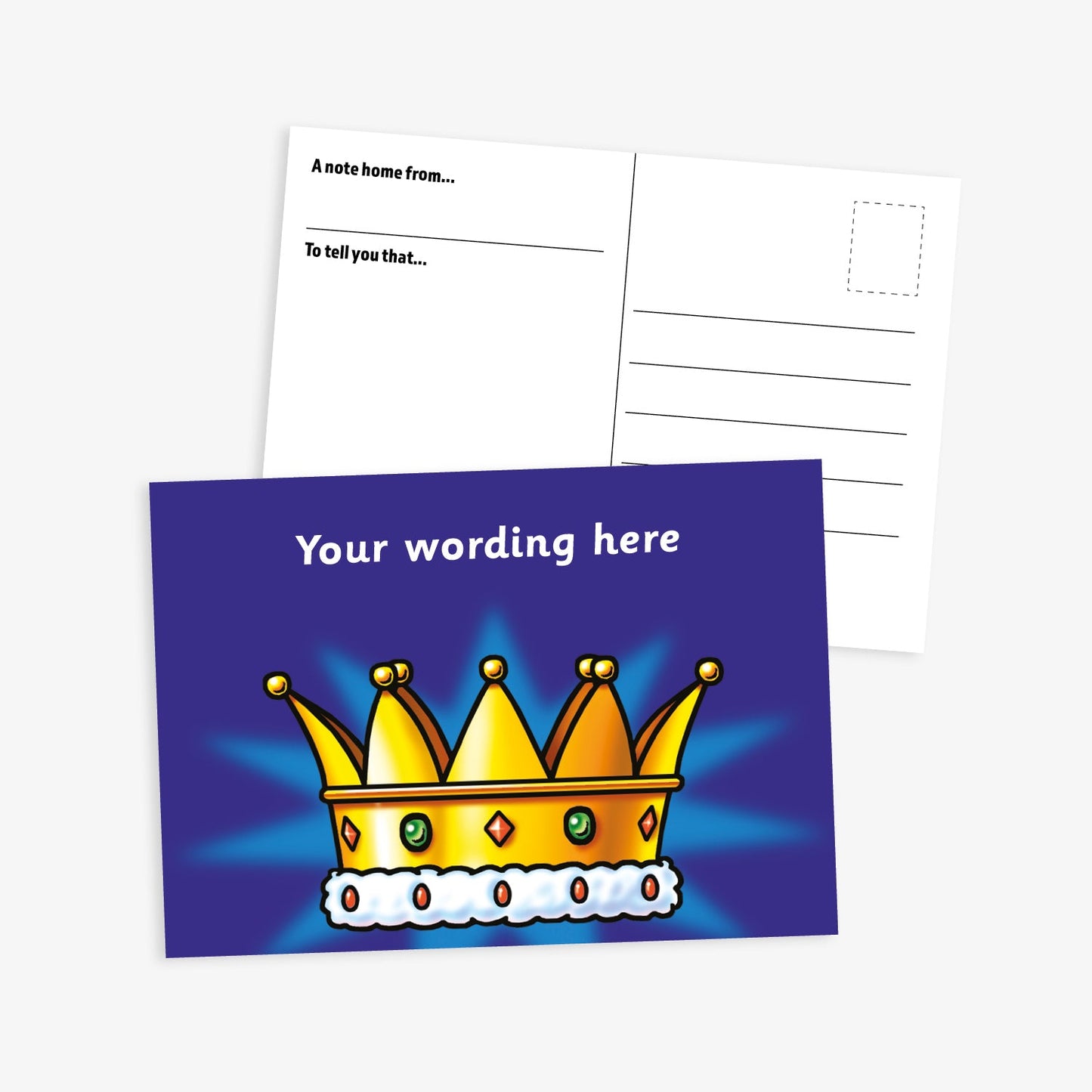 Personalised Crown Postcard -Blue - A6