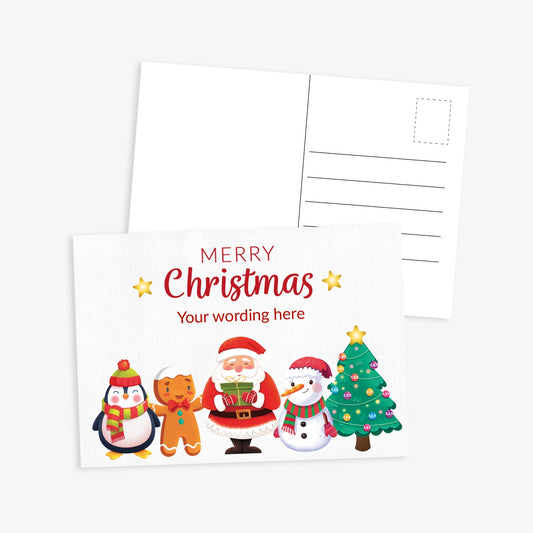 10 Personalised Christmas Characters Postcards - A6