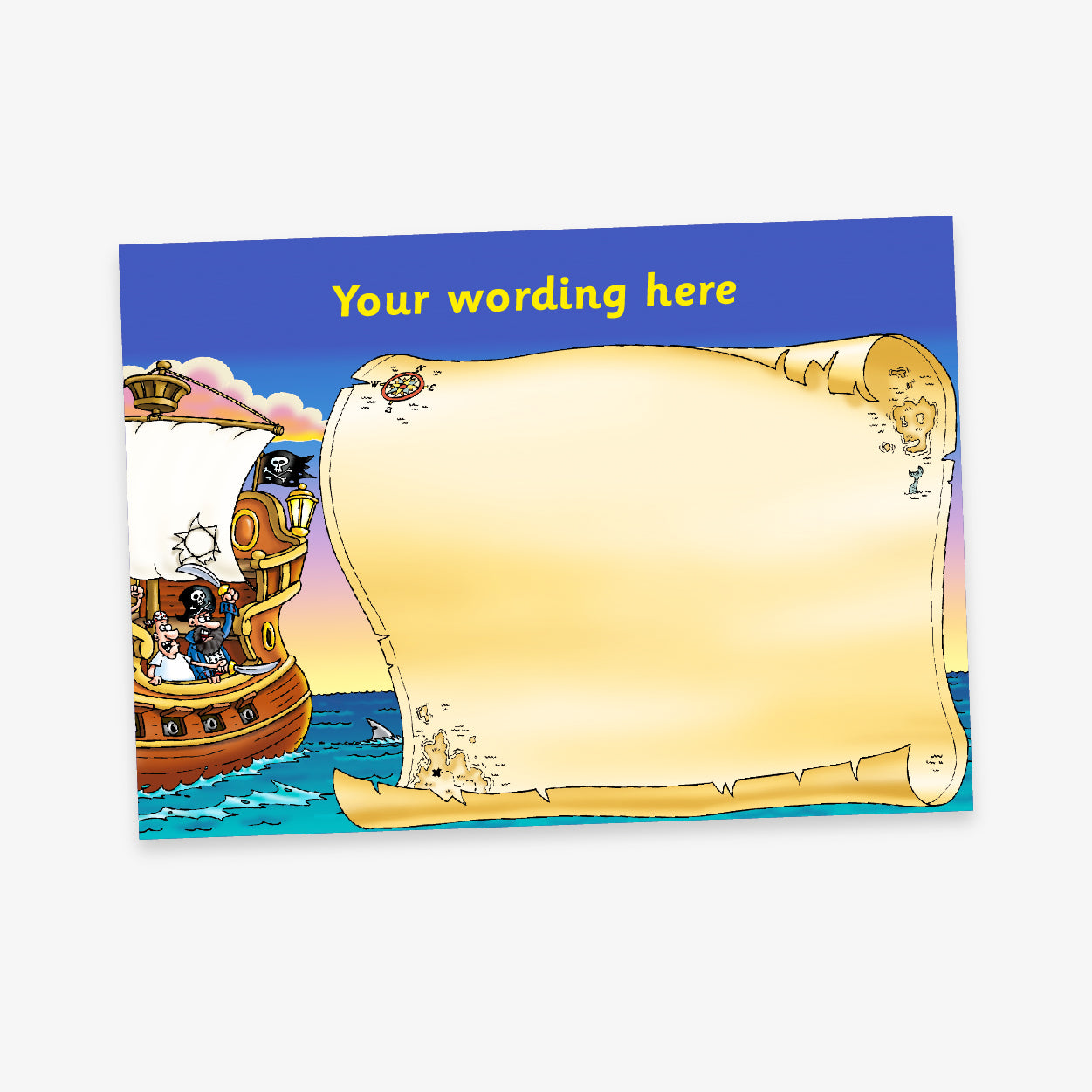 Personalised Pirate Ship Sticker Collector Card - A5