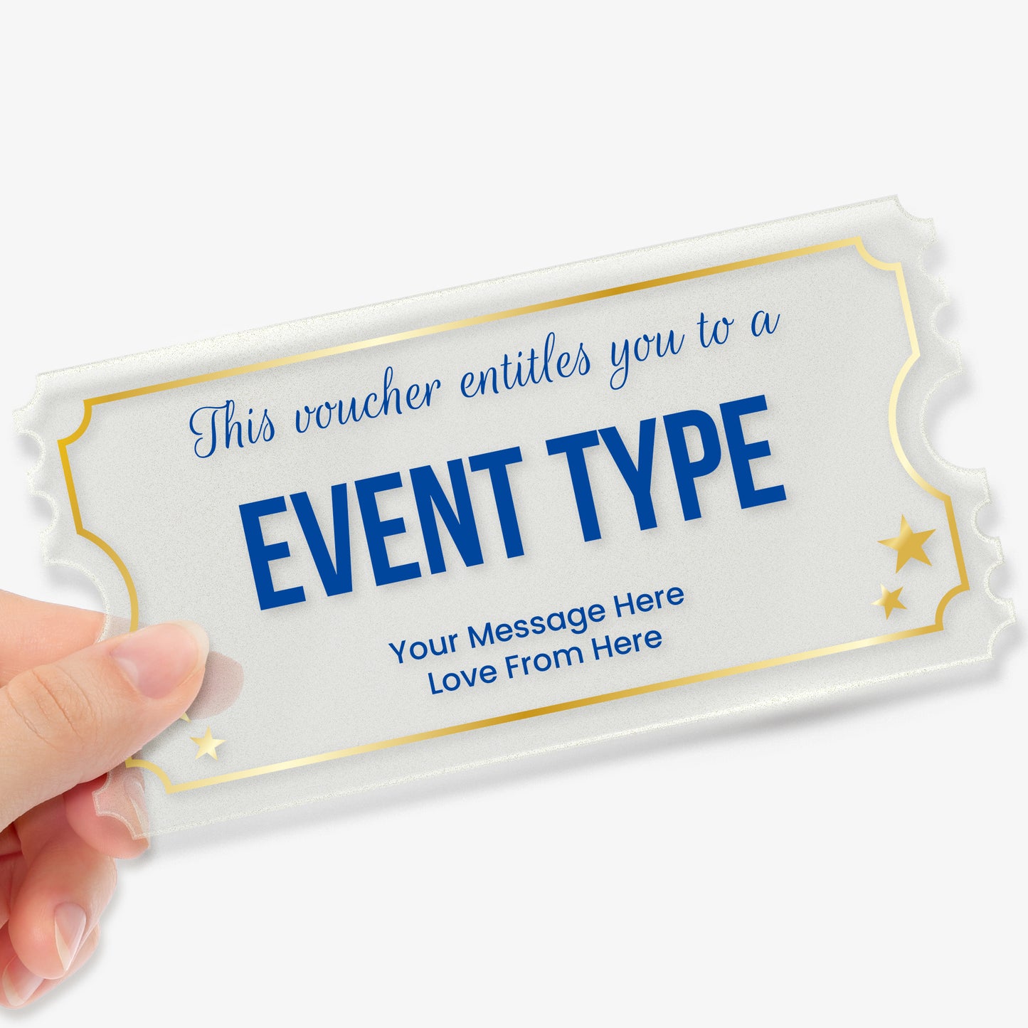 Personalised Frosted Voucher Acrylic Ticket - 140mm x 70mm