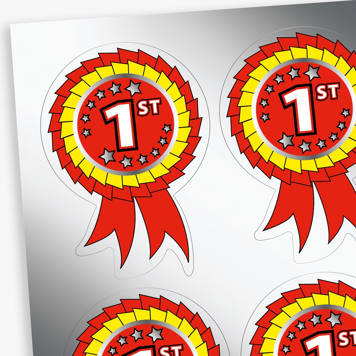 Metallic 1st Place Rosette Stickers | x25 | 54mm x 37mm