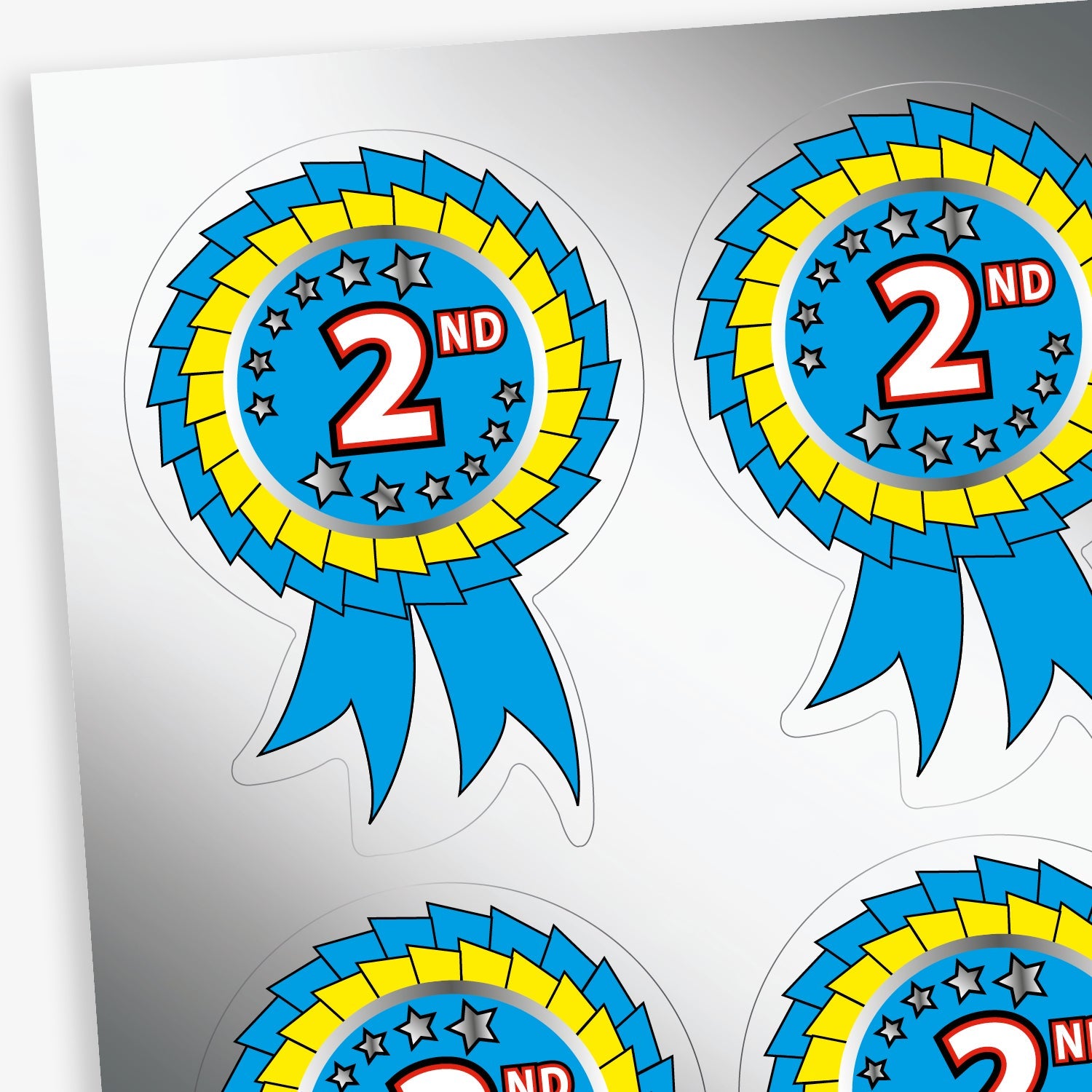Metallic 2nd Place Rosette Stickers | x25 | 54mm x 37mm