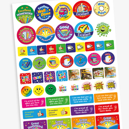 Homework Done Sticker Homework Stickers in Various Shapes & Sizes | 55 Stickers