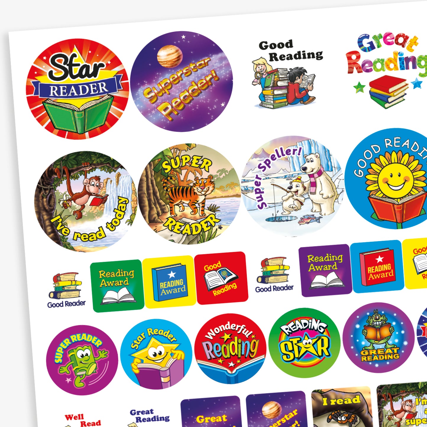55 Reading Assorted Shape and Size Stickers
