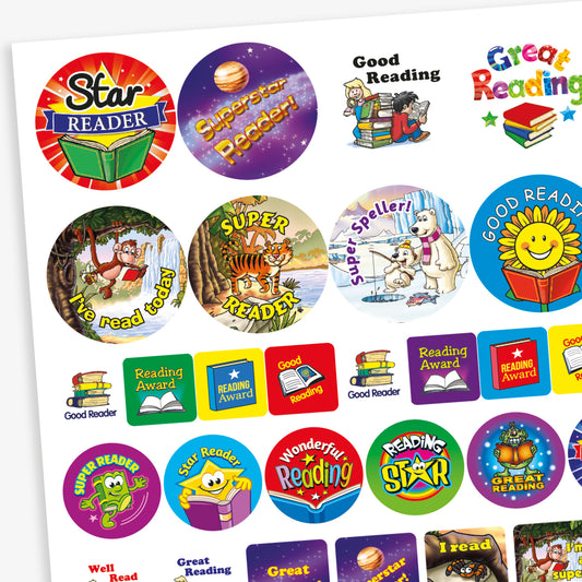 55 Reading Assorted Shape and Size Stickers