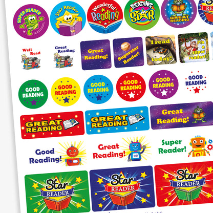 55 Reading Assorted Shape and Size Stickers