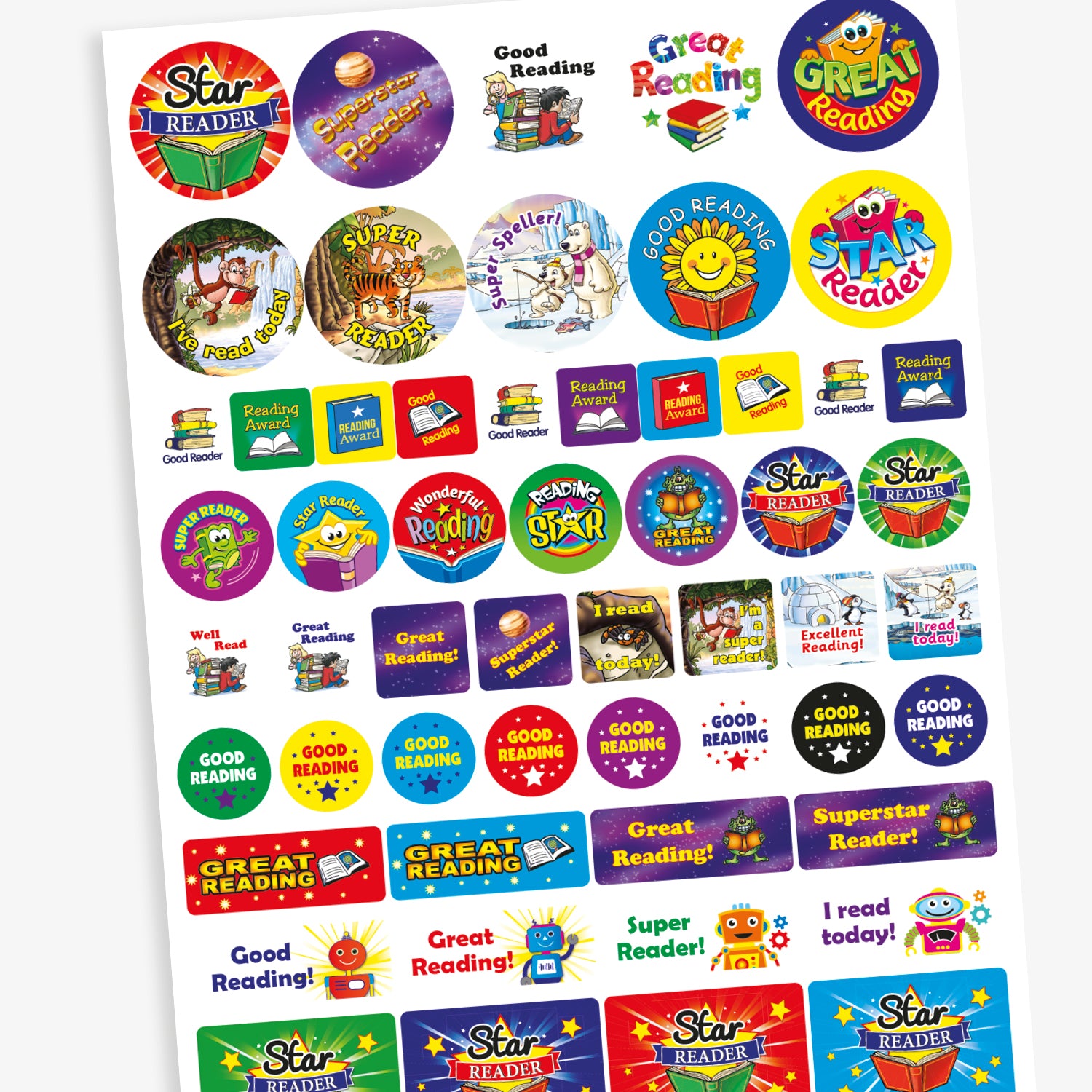 Reading Stickers in Various Shapes & Sizes | 55 Stickers
