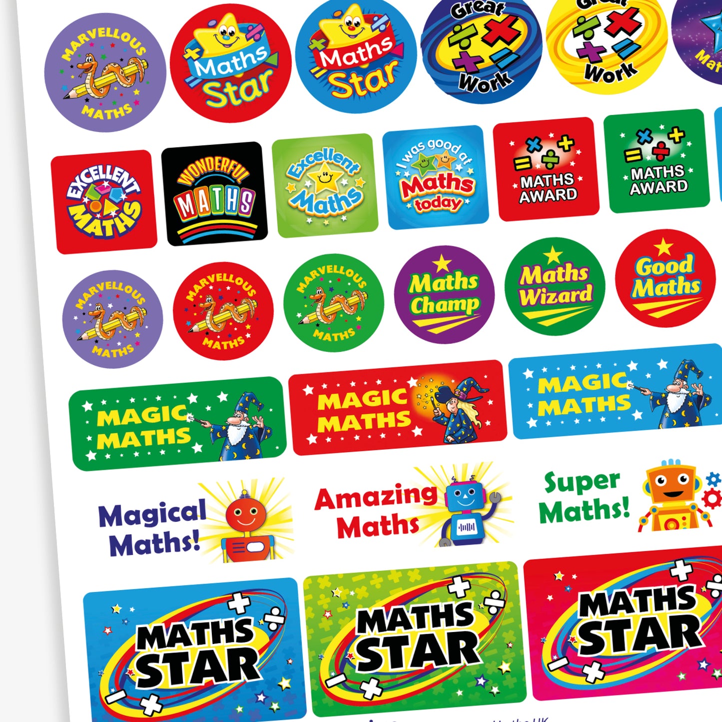 Maths Stickers in Various Shapes & Sizes | 55 Stickers