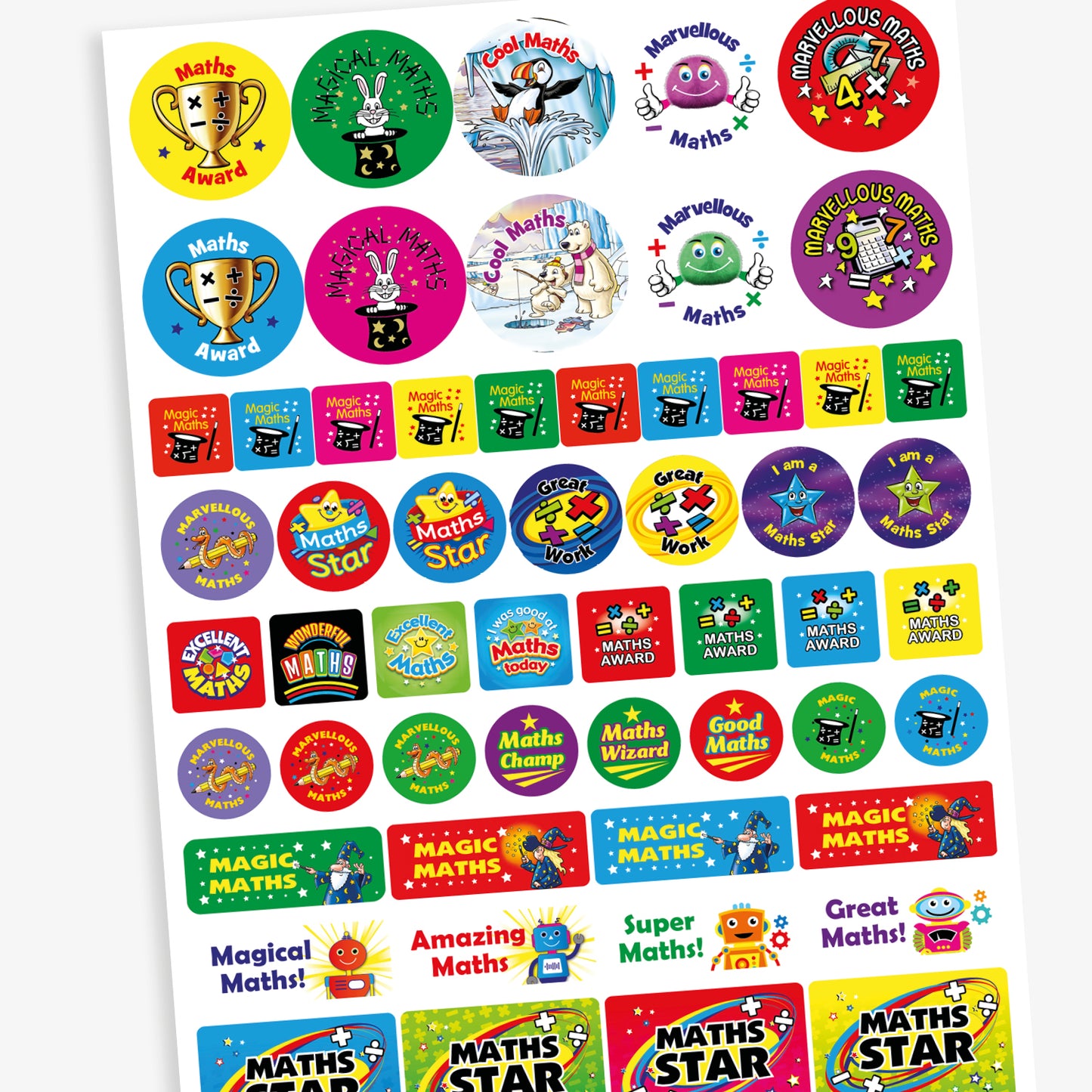 55 Maths Assorted Shape and Size Stickers