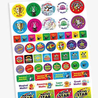 55 Maths Assorted Shape and Size Stickers