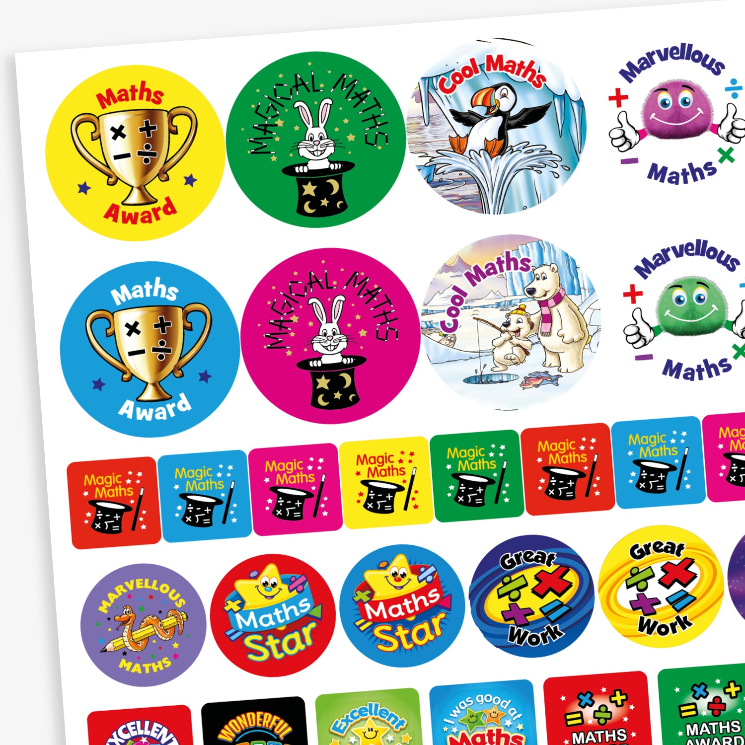 Maths Stickers in Various Shapes & Sizes | 55 Stickers