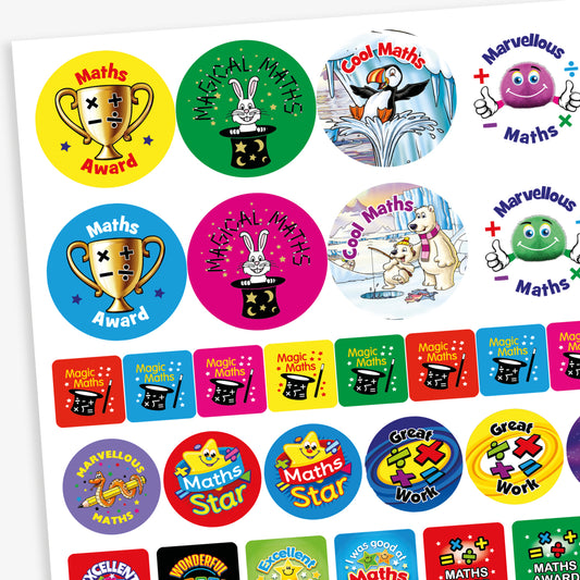 55 Maths Assorted Shape and Size Stickers