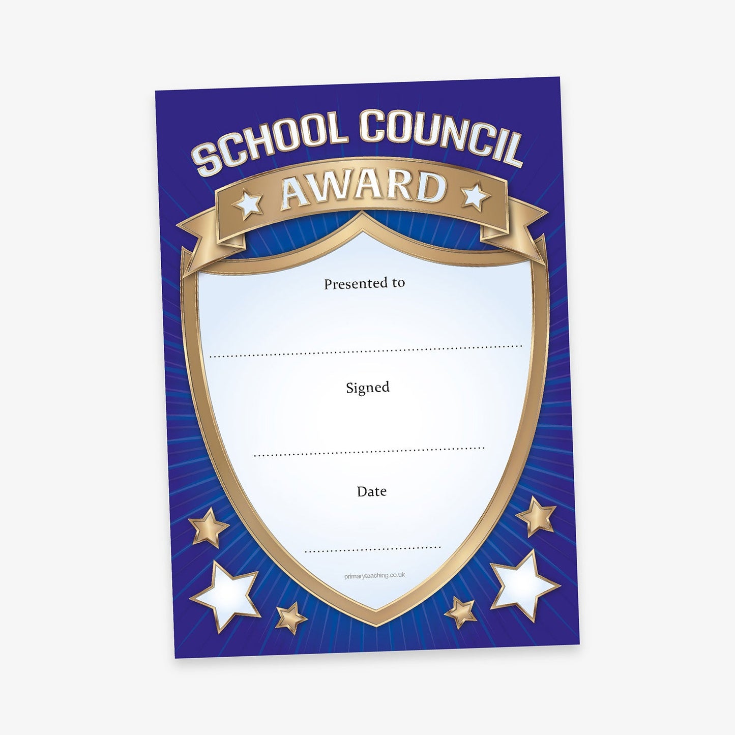 20 School Council Shield Certificates - A5