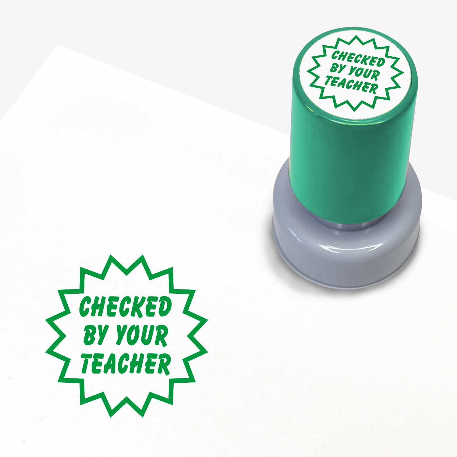 Green stamp with 'Checked by your teacher' text.