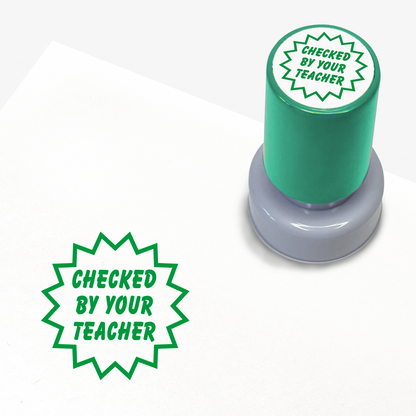 Green stamp with 'Checked by your teacher' text.