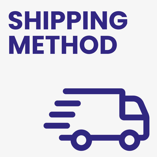 An icon representing shipping method with a stylised truck in motion, indicating fast shipping.