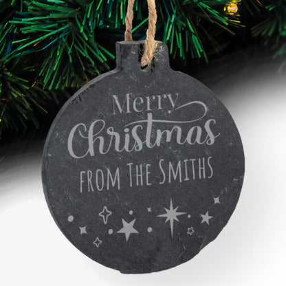 Personalised Christmas Slate Bauble - 70mm