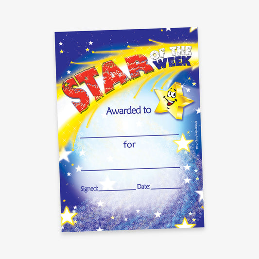 Star of the Week Portrait Certificates - A5
