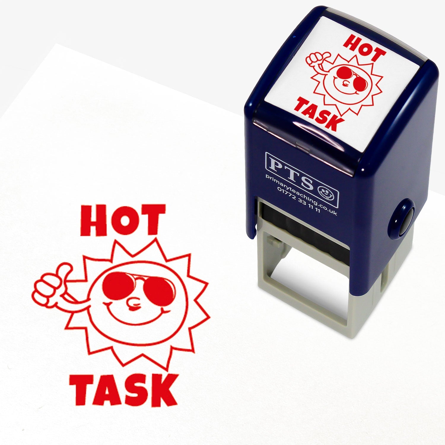 'Hot Task' Sunshine Pre-inked Stamper | Red Ink | 25mm