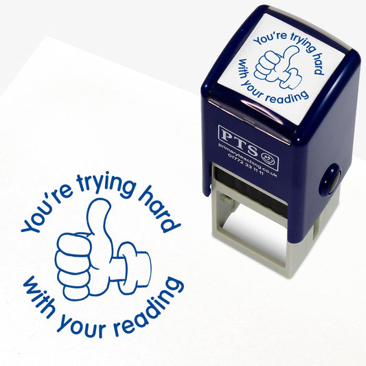 You're Trying Hard With Your Reading Stamper - Blue - 25mm
