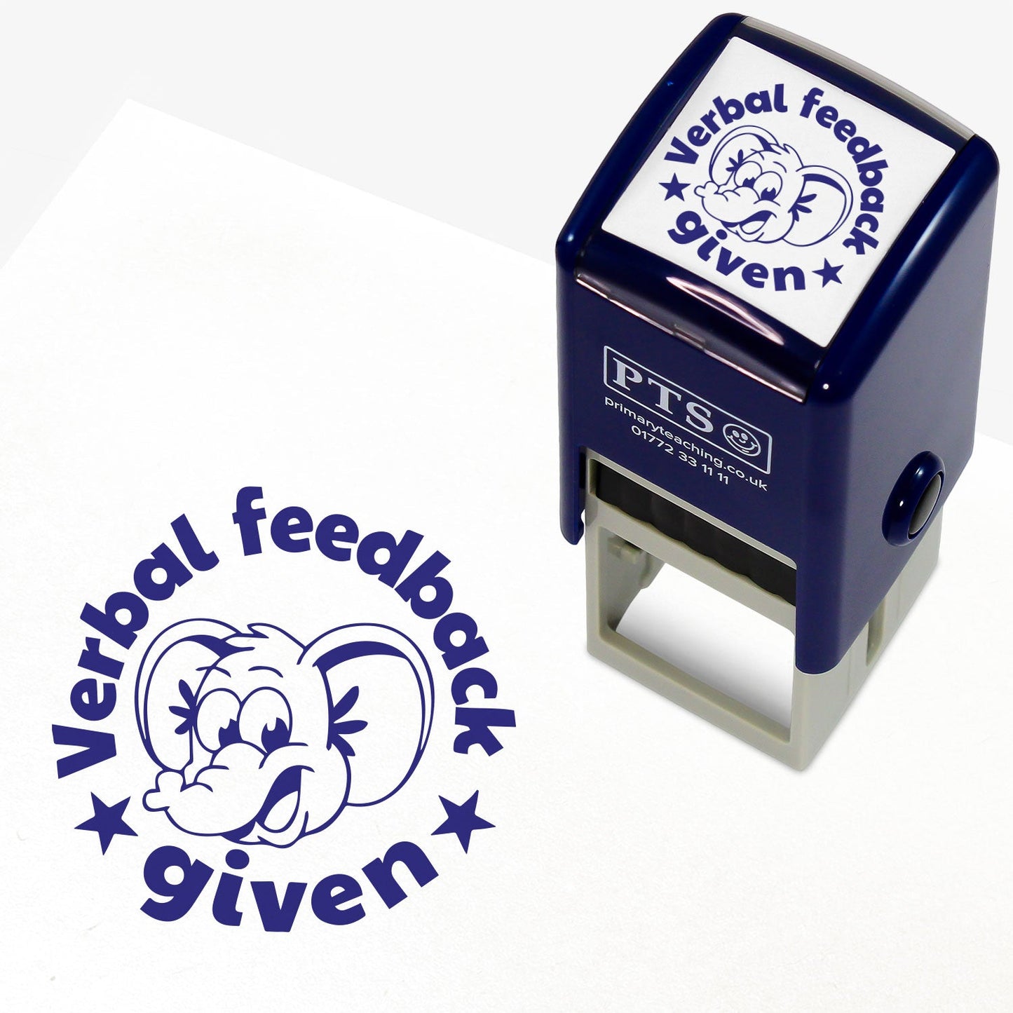 Verbal Feedback Given Stamper - Blue - 25mm