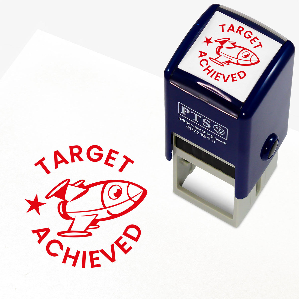 Target Stamps Target Achieved Stamper | Red Ink | 25mm | Teacher Stamp